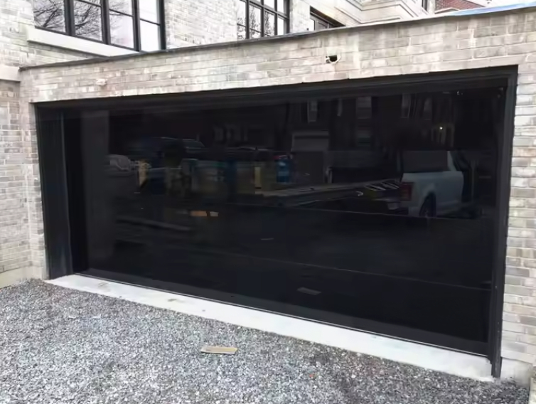 Κίνα Προμηθευτής Αλουμίνιο Διαυγές Πλήρης Εικόνα Προσαρμοσμένη Δυσμότητα στο νερό Τάξη 3 Διαφανές γυαλί Διατομεακή πόρτα γκαράζ Εγχειριδίου ή αυτόματου ανοίγματος τύπου καφέ